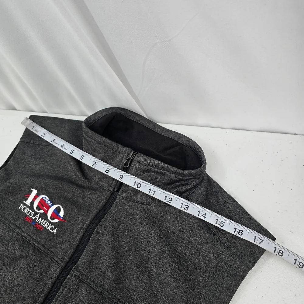 The North Face Windwall Fleece Vest Men's L Heather Gray Ports America Logo Poly